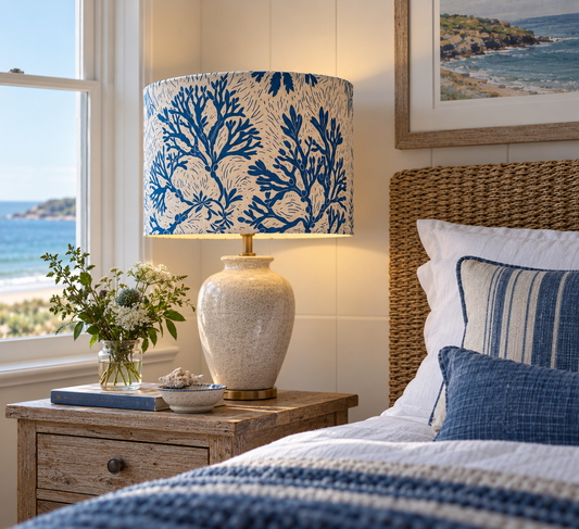 Seashore Lampshade in Ink Blue