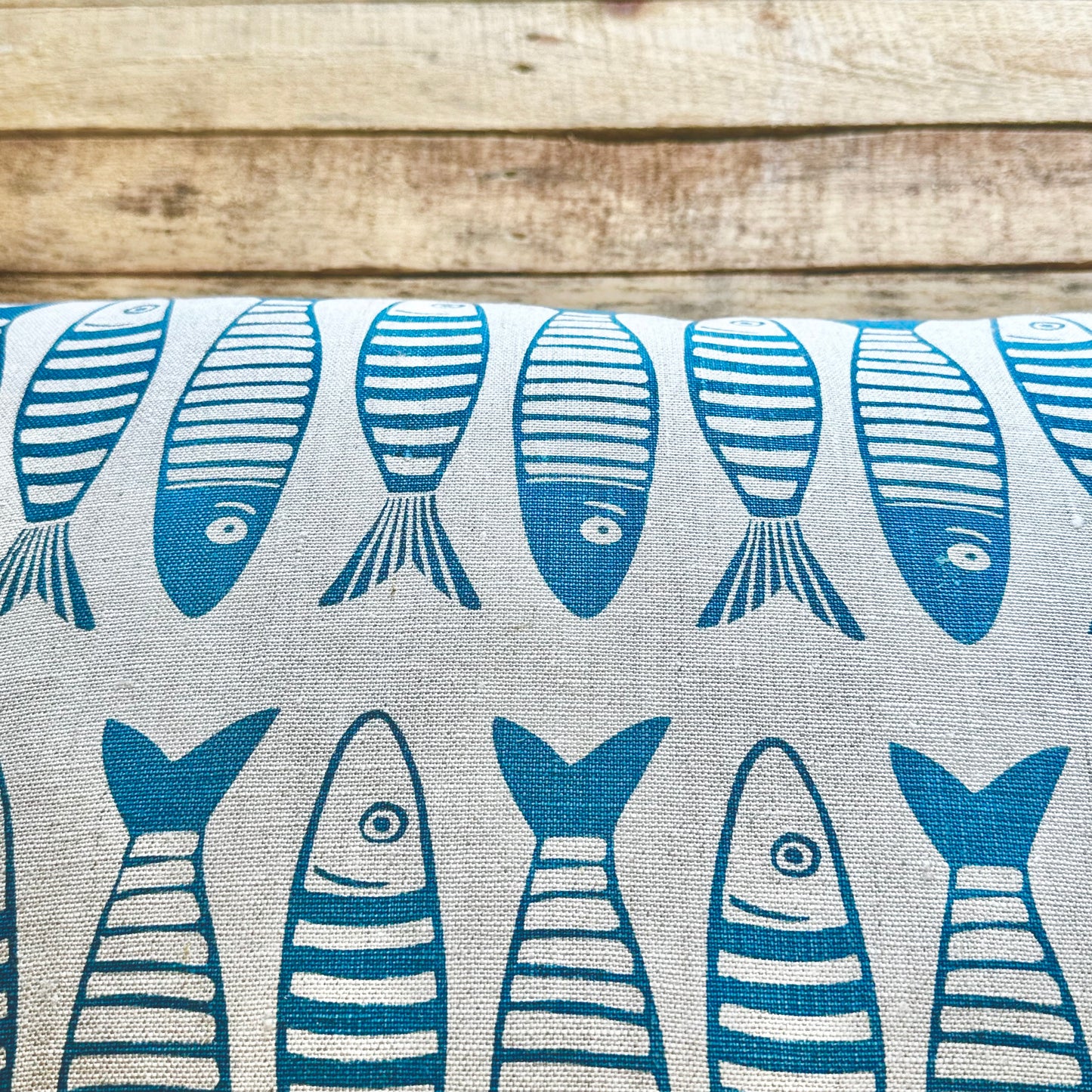 Lots of Sprats Cushion in Smoke Blue