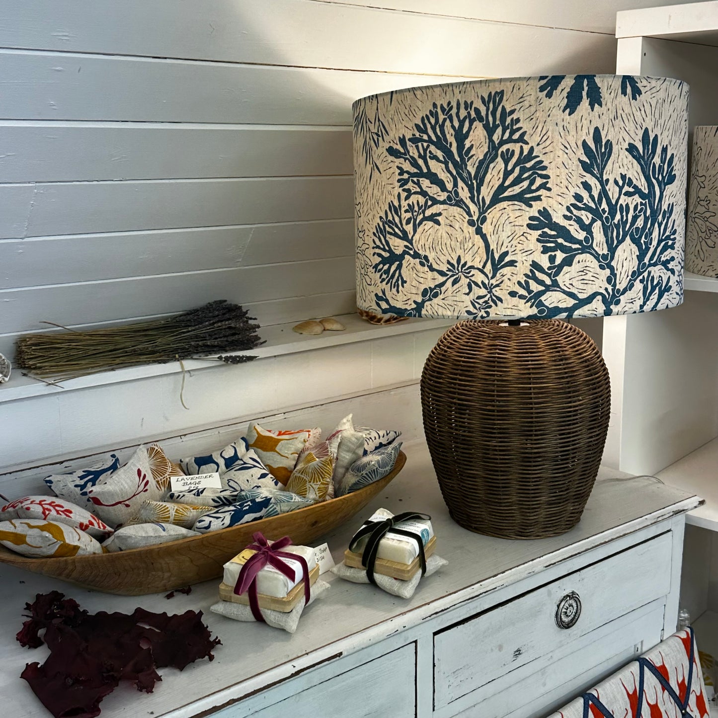Seashore Lampshade in Ink Blue