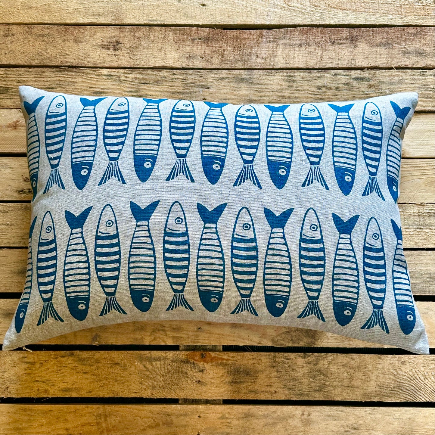 Lots of Sprats Cushion in Smoke Blue