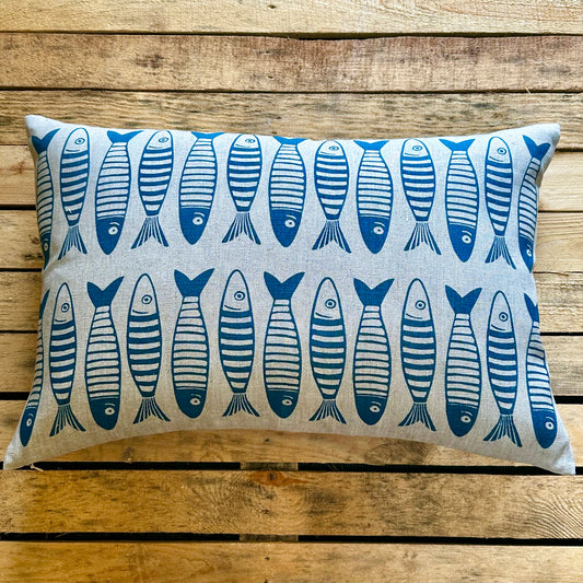 Lots of Sprats Cushion in Smoke Blue