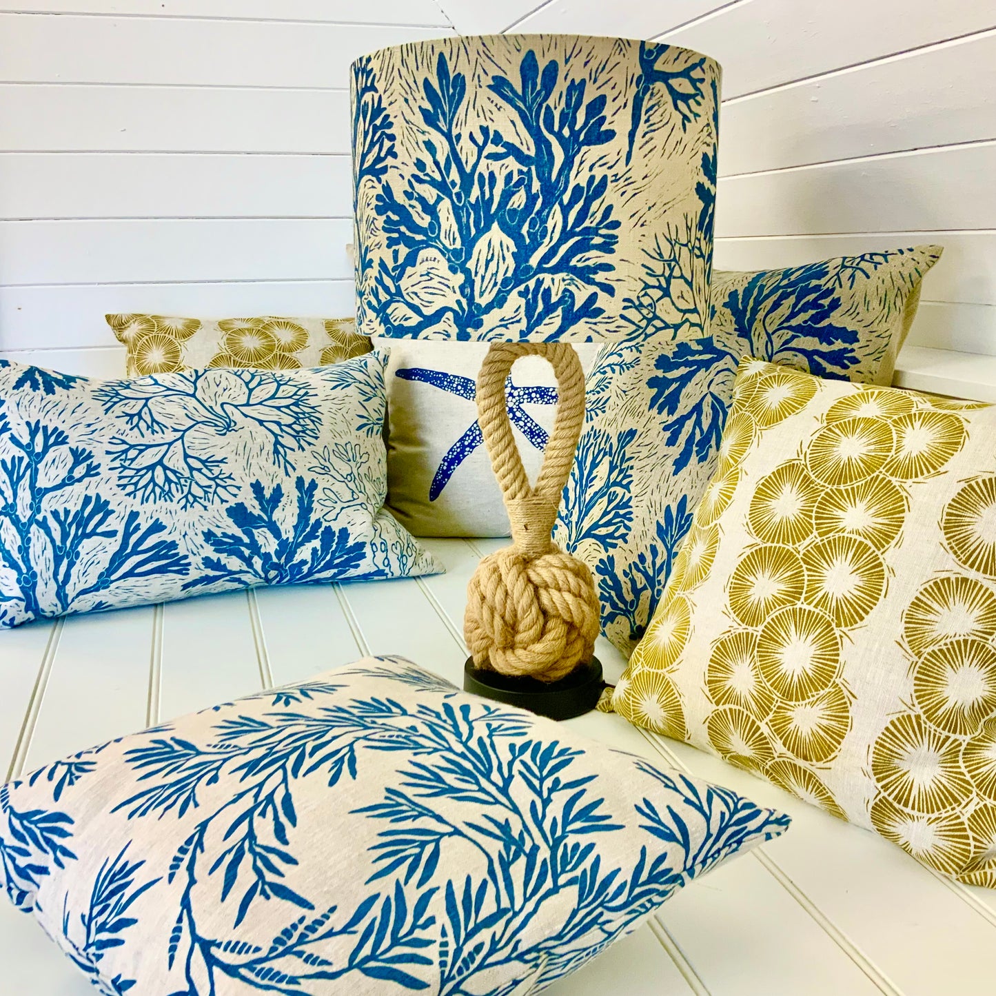 Seashore Lampshade in Ink Blue