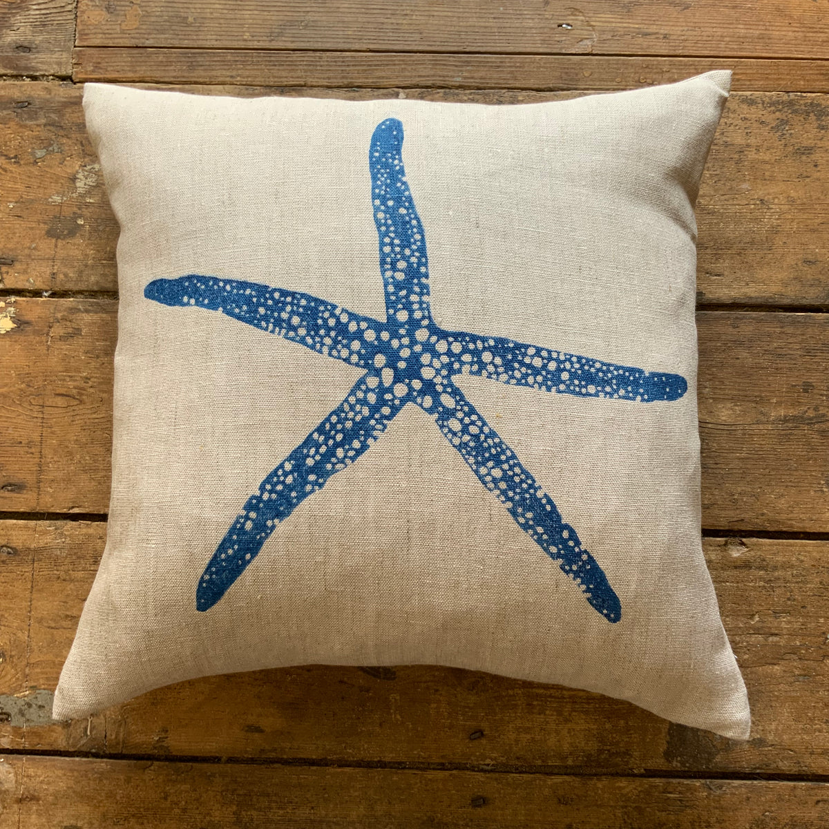 Sea Star Cushion in Ink Blue