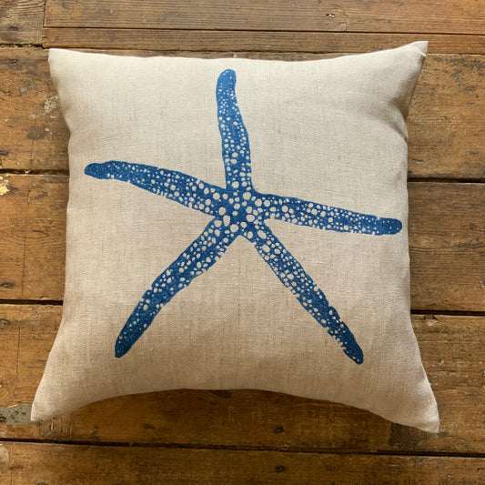 Sea Star Cushion in Ink Blue