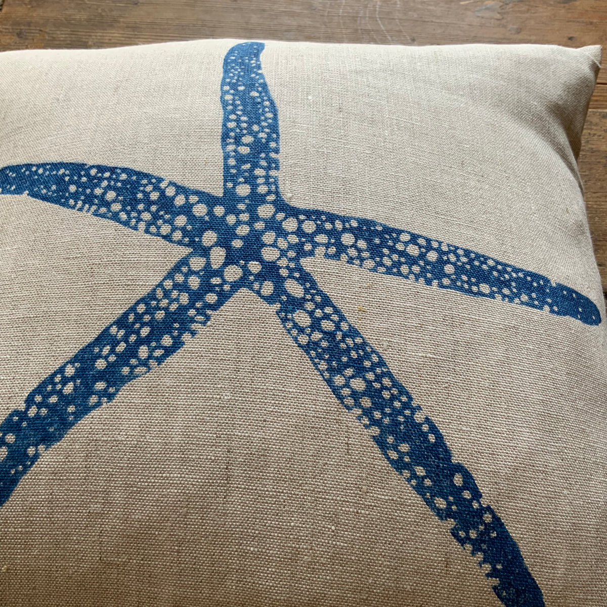 Sea Star Cushion in Ink Blue